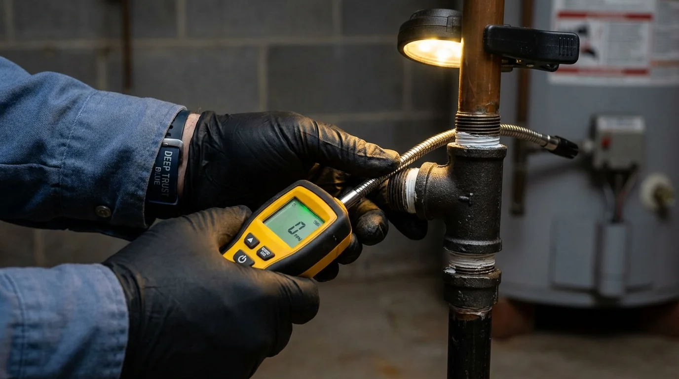 Gas leak detection with electronic sniffer by Johns Plumbing LLC in Livonia