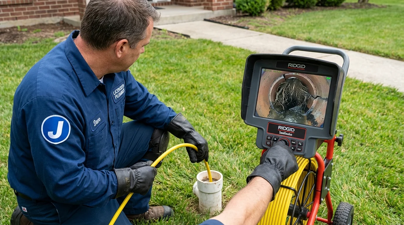 Sewer camera inspection being performed by Johns Plumbing LLC in Livonia