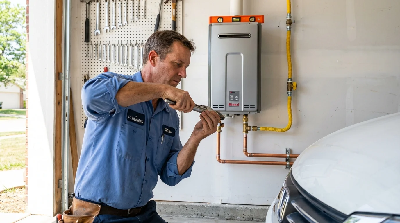 Tankless water heater installation by a Johns Plumbing LLC plumber in Livonia